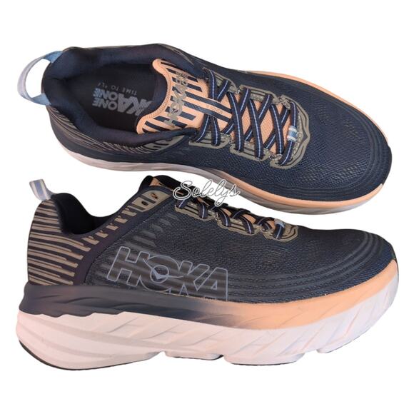 HOKA ONE ONE Bondi 6 Mood Indigo Dusty Pink Road Running Sneaker Womens 7.5B